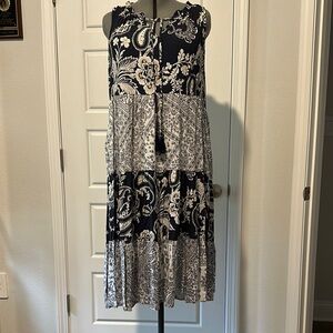 Cupio Blue and White Sleeveless Sundress